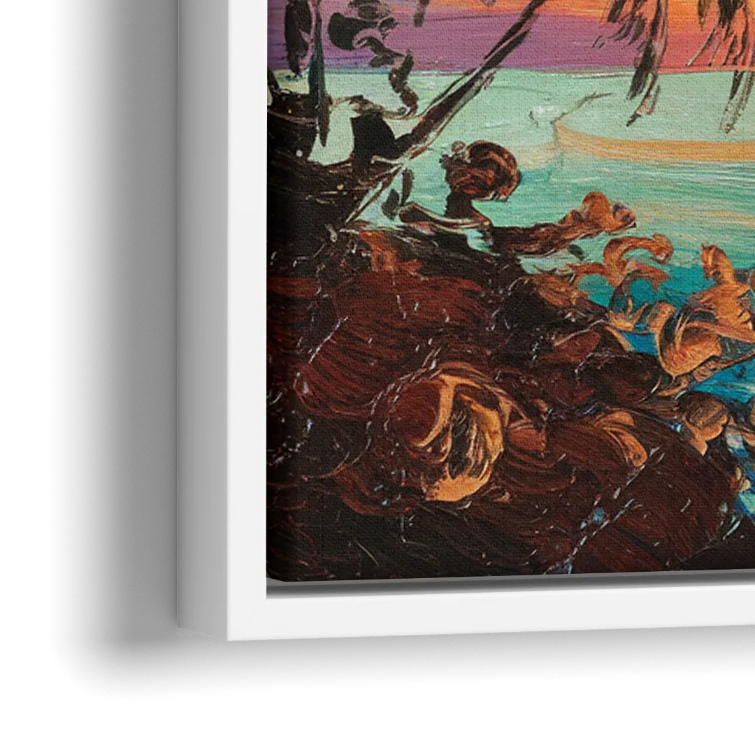 Key West Tropical Sunset - Close-Up White Frame Canvas