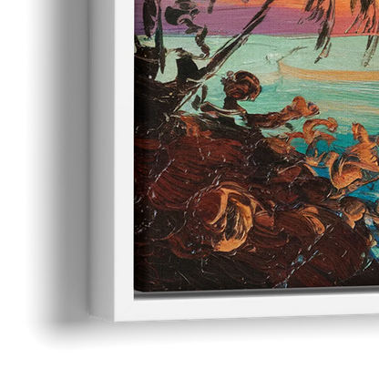 Key West Tropical Sunset - Close-Up White Frame Canvas