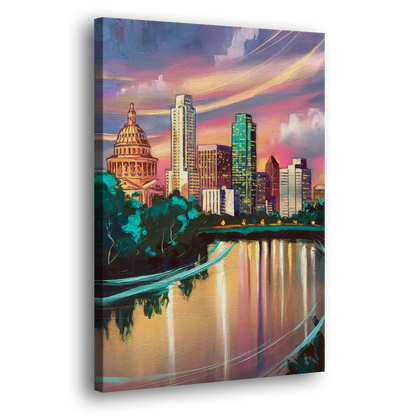 Austin Vibrant Skyline - Canvas Print Art Sides