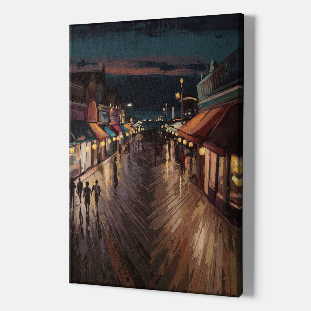 Jersey City Boardwalk Scene - Canvas Wall Art Indoor