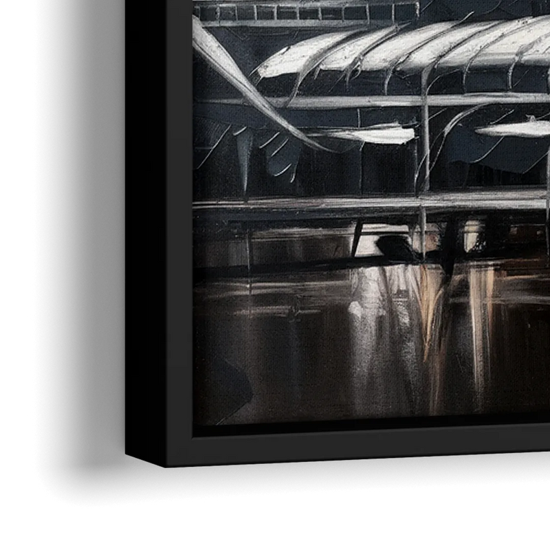 New Orleans Black and White Skyline - Close-Up Black Frame Canvas