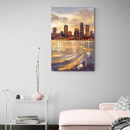 Boston Skyline with Charles River - Canvas Wall Art Living Room