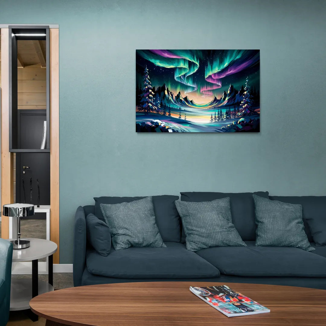 Aurora Vibrant Skies - Canvas Wall Art Living Room