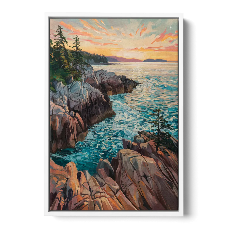 Bar Harbor Acadia National Park - White Frame Canvas