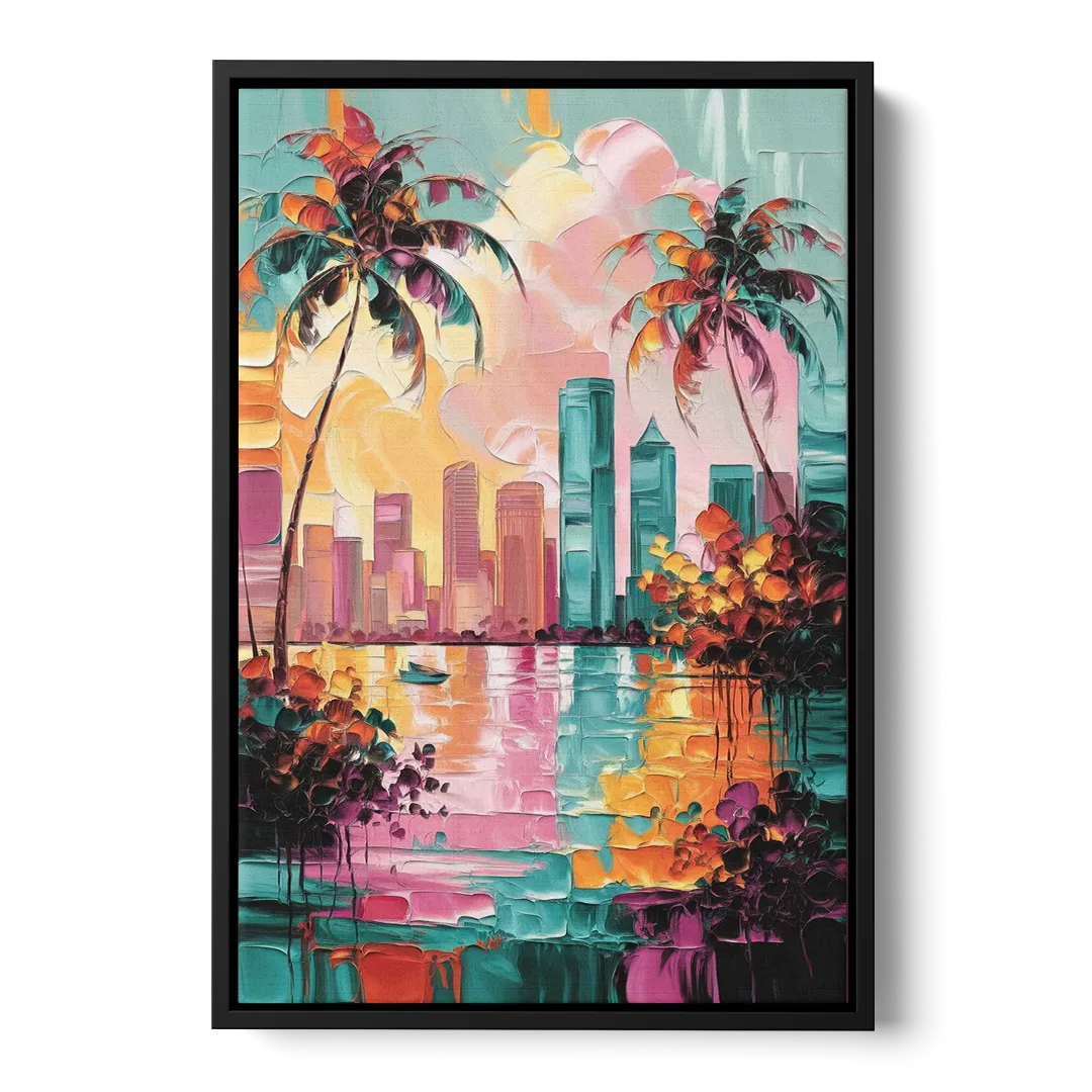 Tampa Bay Coastal Charm - Black Frame Canvas