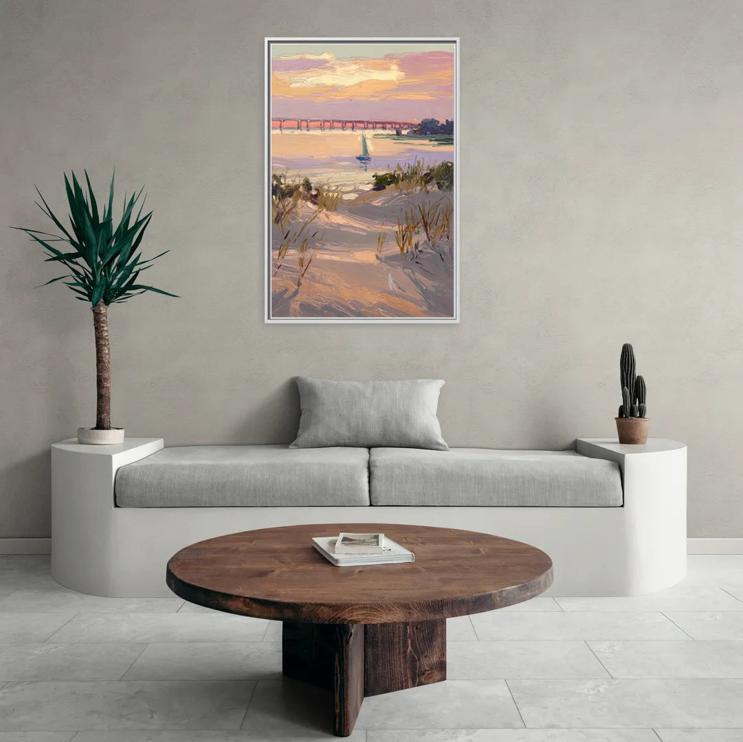 Virginia Beach Chesapeake Bay Views - Living Room White Frame Canvas
