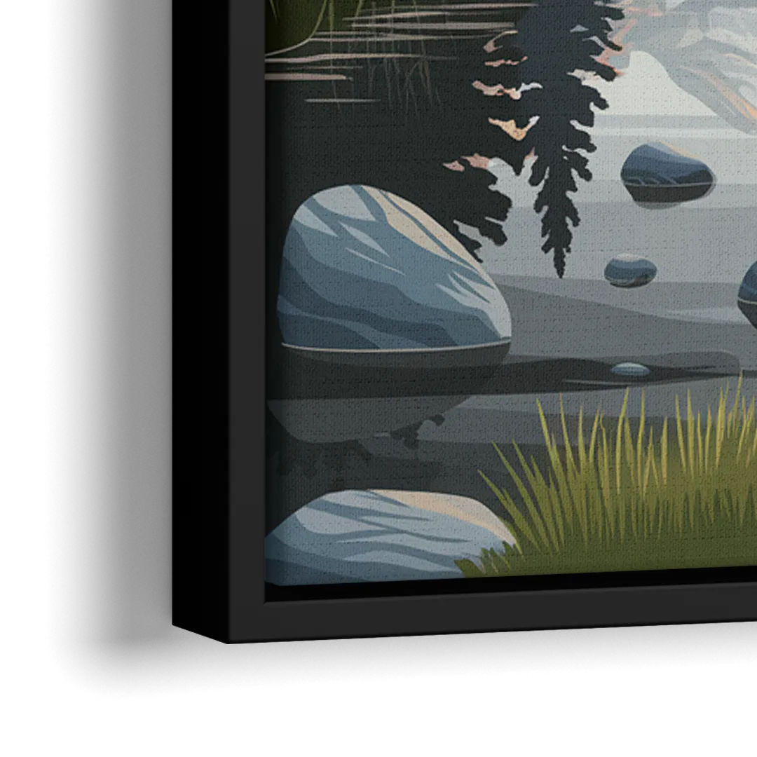 Jackson Hole Alpine Serenity - Close-Up Black Frame Canvas