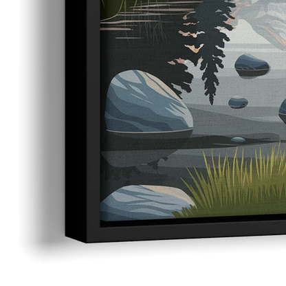 Jackson Hole Alpine Serenity - Close-Up Black Frame Canvas