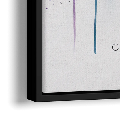 Charlotte Cityscape in Watercolor - Close-Up Black Frame Canvas