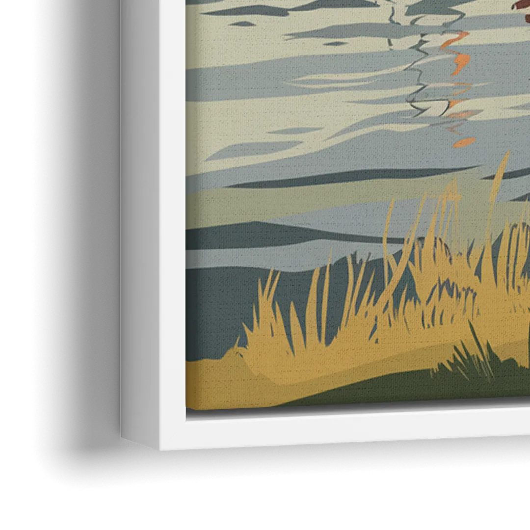 Camden Harbor Boats and Skyline - Close-Up White Frame Canvas