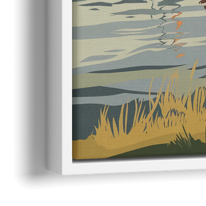 Camden Harbor Boats and Skyline - Close-Up White Frame Canvas