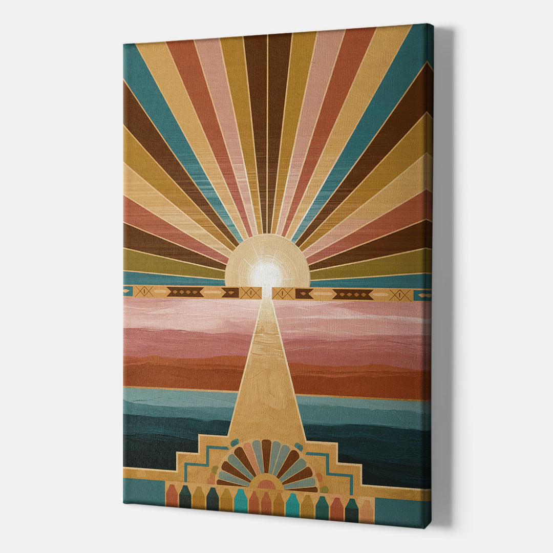 Santa Fe Sunburst Design - Canvas Wall Art Indoor