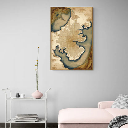 Charleston Map Design - Canvas Wall Art Living Room