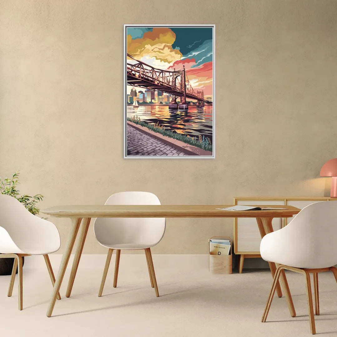Philadelphia Waterfront - Living Room White Frame Canvas