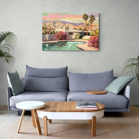 Palm Springs Sunlit Landscape - Canvas Wall Art Living Room