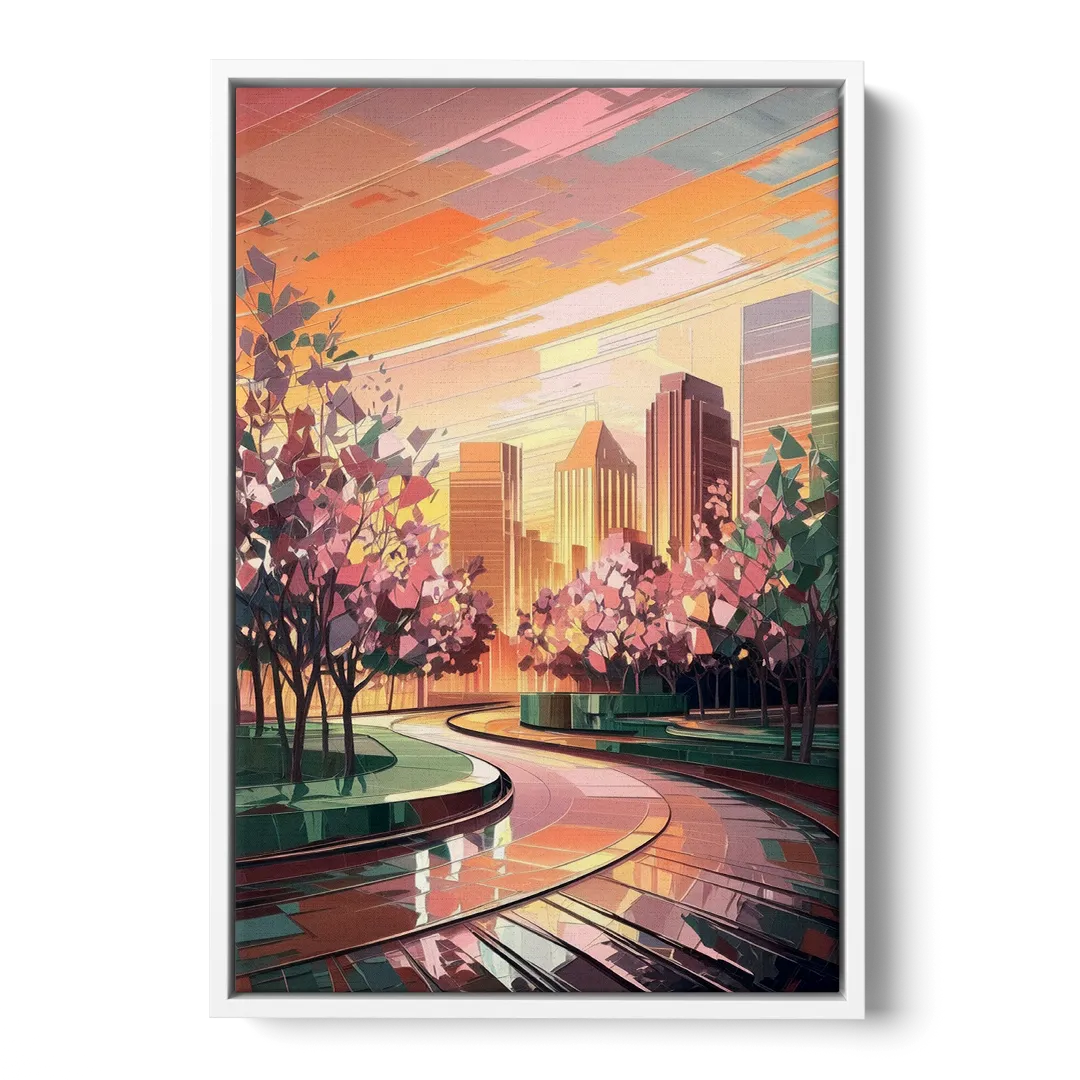 Anaheim Cityscape Vibes - White Frame Canvas