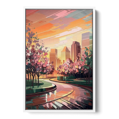 Anaheim Cityscape Vibes - White Frame Canvas
