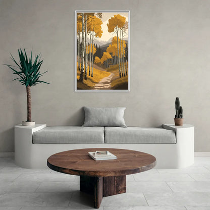 Aspen Rustic Charm - Living Room White Frame Canvas