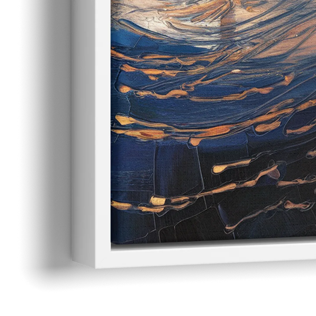 Cleveland Cityscape Panoramic - Close-Up White Frame Canvas