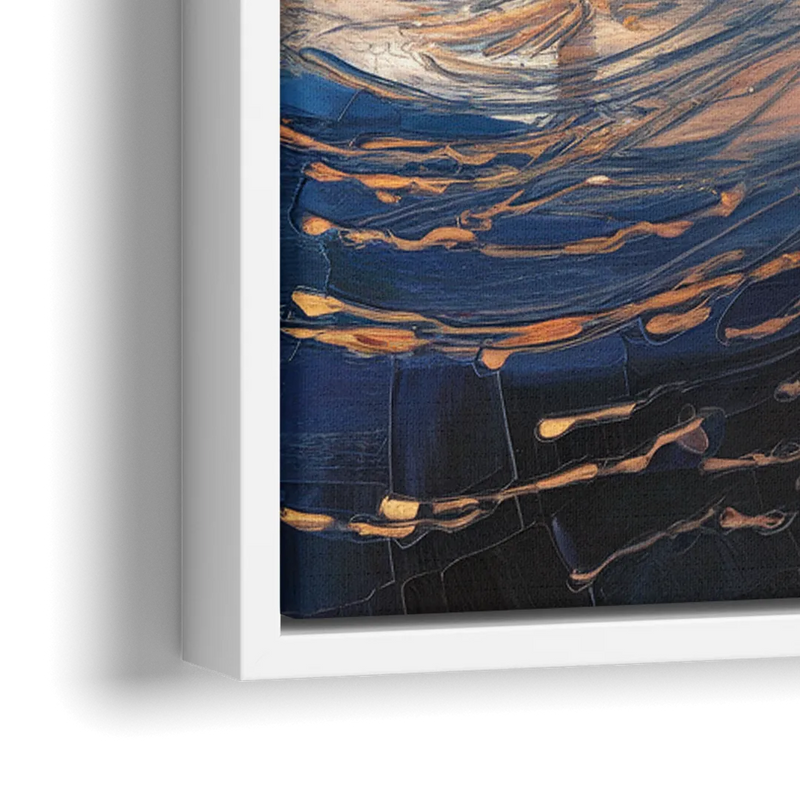 Cleveland Cityscape Panoramic - Close-Up White Frame Canvas