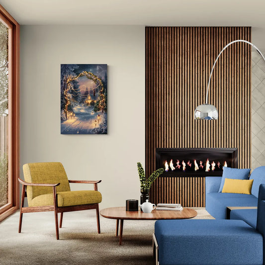 Garland Nighttime Lights - Canvas Wall Art Living Room