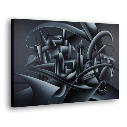 Mysterious Skyline Black Abstract - Canvas Print Art Sides