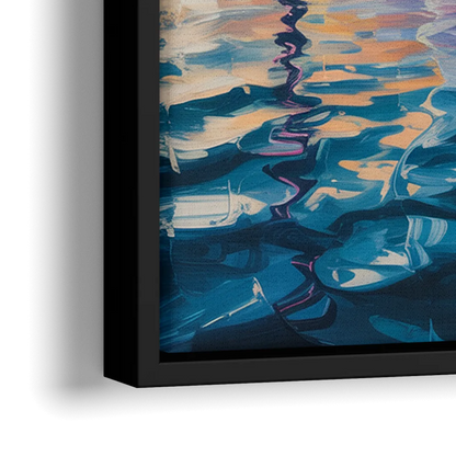 Toronto Skyline at Night Watercolor - Close-Up Black Frame Canvas