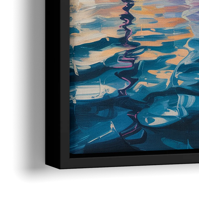 Toronto Skyline at Night Watercolor - Close-Up Black Frame Canvas