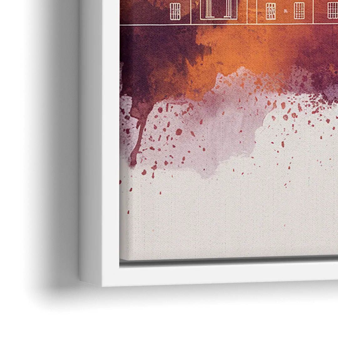 Louisville Sunset Over Skyline - Close-Up White Frame Canvas