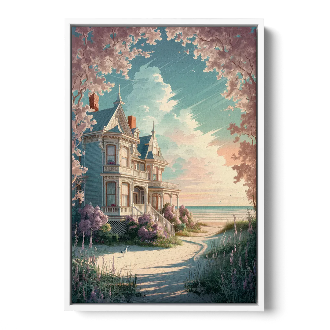 Cape May Victorian Charm - White Frame Canvas