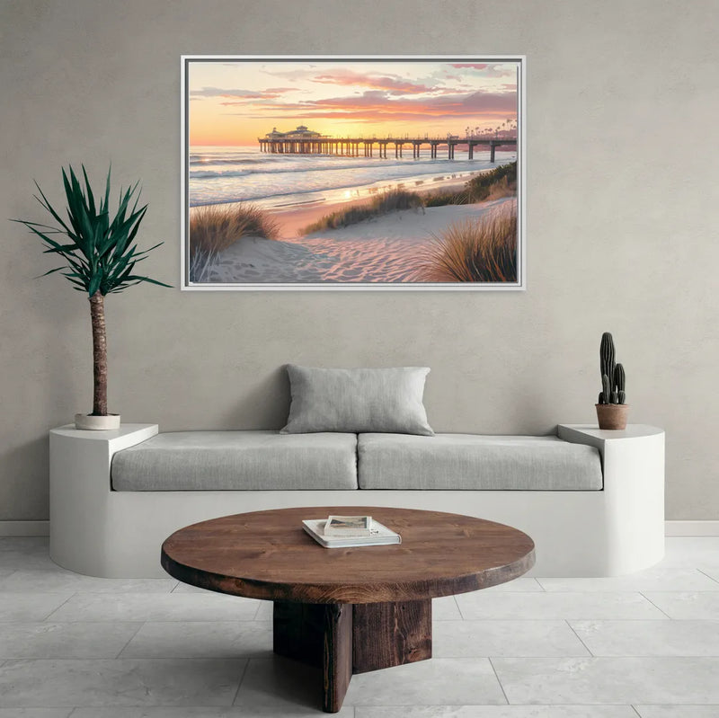Huntington Beach Coastal Vibes - Living Room White Frame Canvas