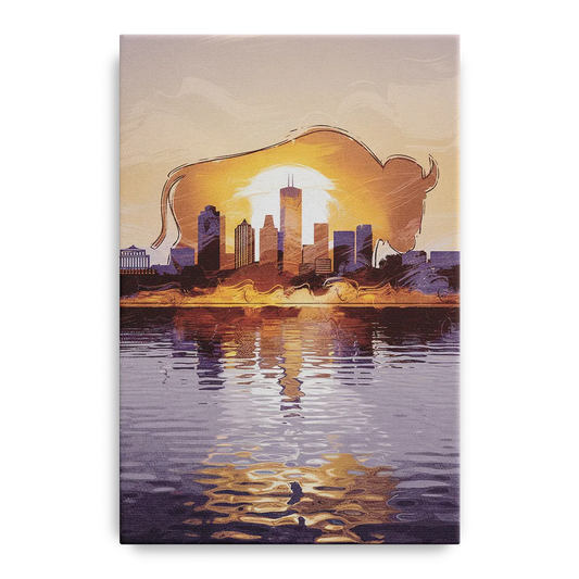 Buffalo Cityscape Reflection - Canvas Wall Art