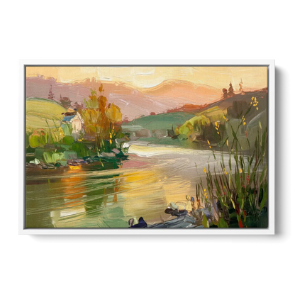 Ashland Riverfront Scene - White Frame Canvas