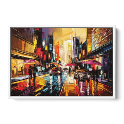 Mobile Vibrant Streets - White Frame Canvas