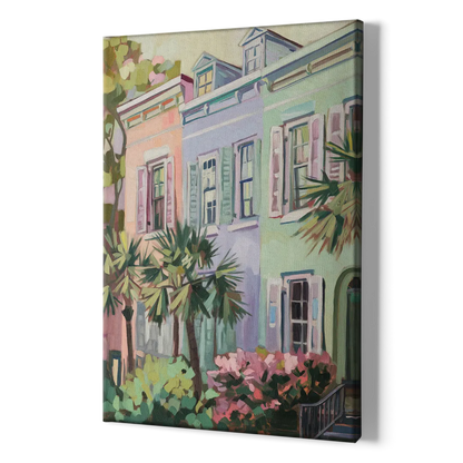 Charleston Rainbow Row - Canvas Print Art Sides