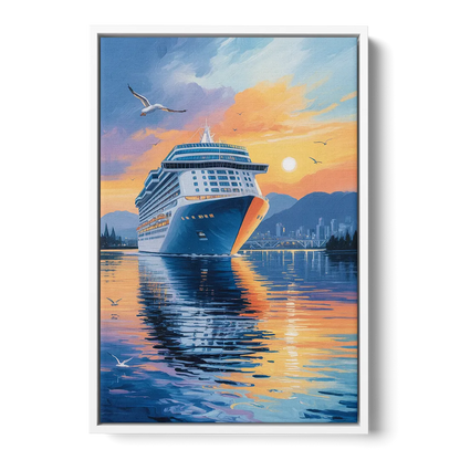 Vancouver Cruise Ship Terminal - White Frame Canvas