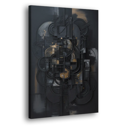 Intricate Harmony Black Abstract - Canvas Print Art Sides