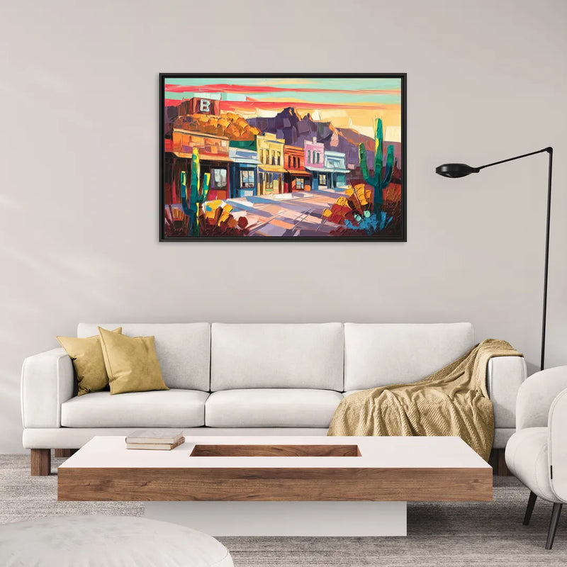 Bisbee Arizona Charm - Living Room Black Frame Canvas