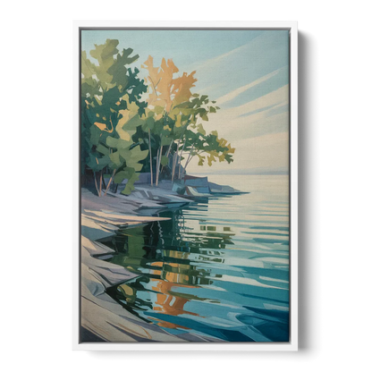 Lake Ontario Reflections - White Frame Canvas