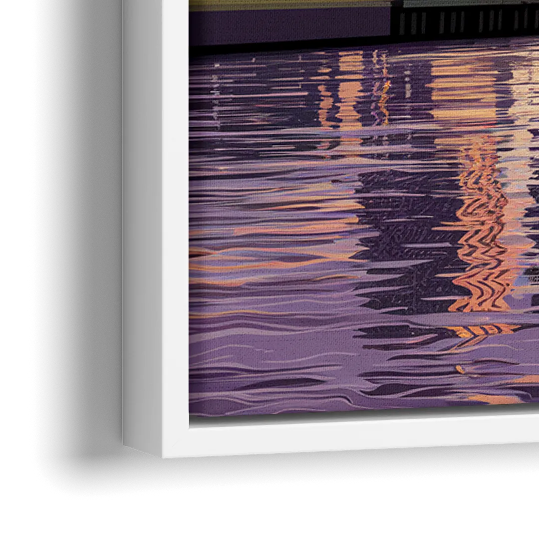 Norfolk Skyline at Sunset - Close-Up White Frame Canvas