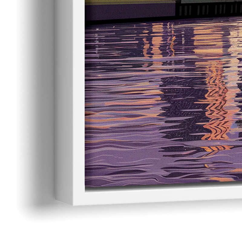 Norfolk Skyline at Sunset - Close-Up White Frame Canvas