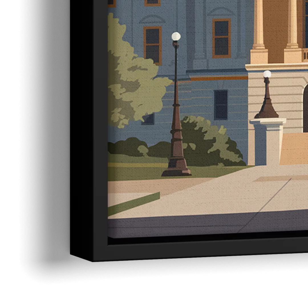 Sacramento Capitol Building - Close-Up Black Frame Canvas