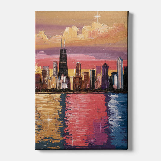 Chicago Skyline Reflections - Canvas Wall Art