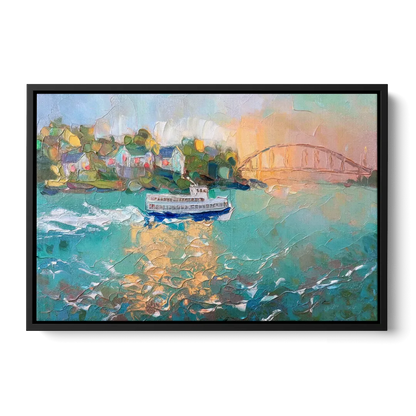 Mackinac Island Ferry Crossing - Black Frame Canvas