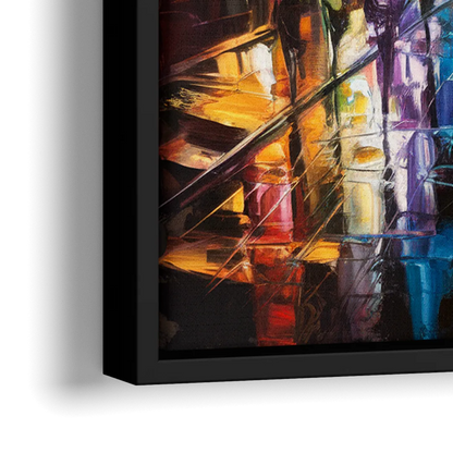 Joseph Vibrant Streets - Close-Up Black Frame Canvas