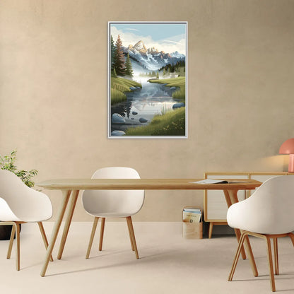 Jackson Hole Alpine Serenity - Living Room White Frame Canvas