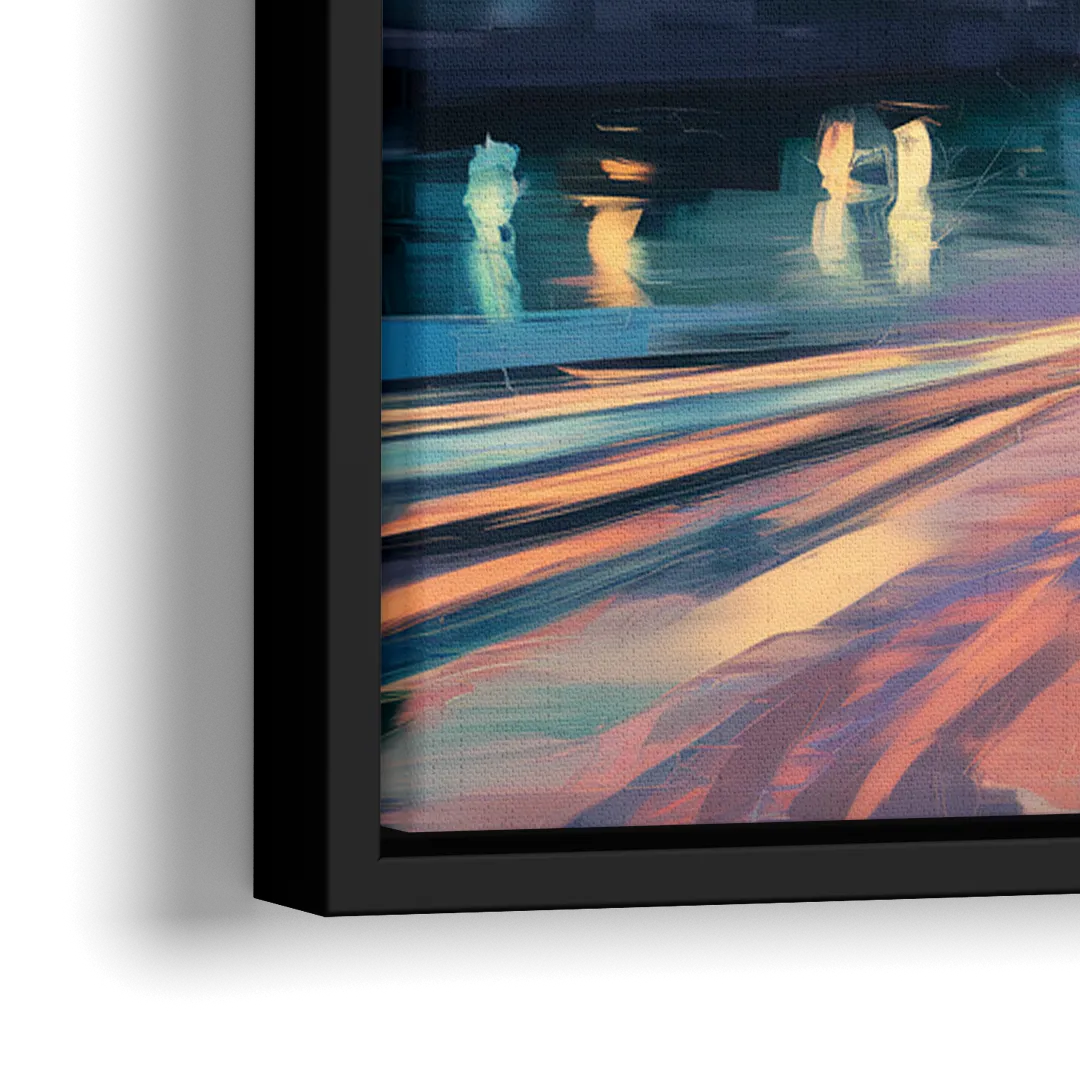 Tampa Riverwalk Evening Glow - Close-Up Black Frame Canvas