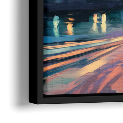 Tampa Riverwalk Evening Glow - Close-Up Black Frame Canvas