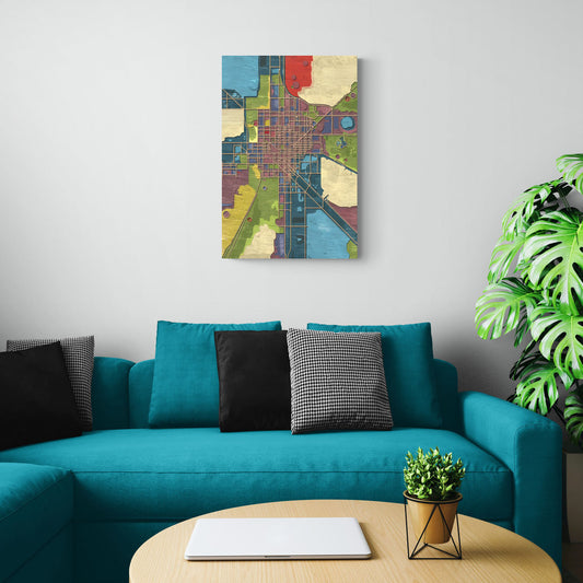 Atlanta Modern Map Design - Canvas Wall Art Living Room