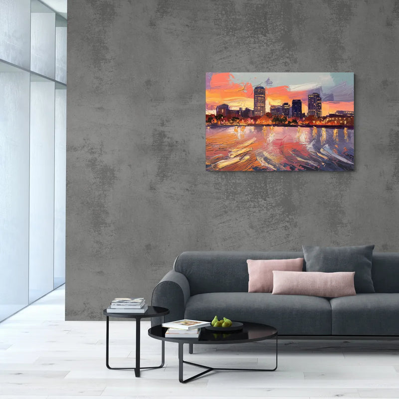 Baltimore Inner Harbor Sunset - Canvas Wall Art Living Room